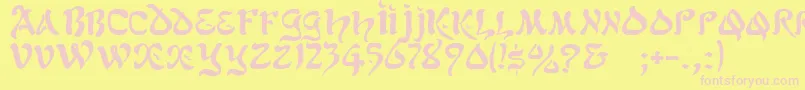 フォントGeScimscript – ピンクのフォント、黄色の背景