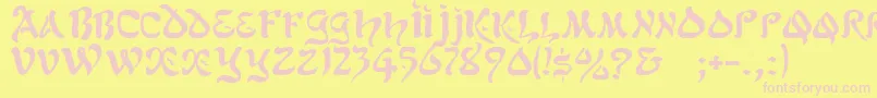 GeScimscript-Schriftart – Rosa Schriften auf gelbem Hintergrund