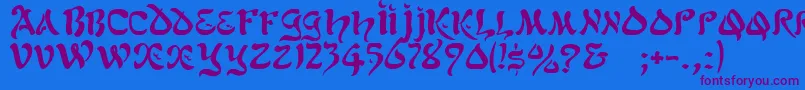 GeScimscript-Schriftart – Violette Schriften auf blauem Hintergrund