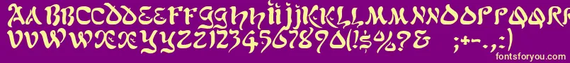 GeScimscript-Schriftart – Gelbe Schriften auf violettem Hintergrund