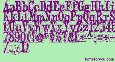 PuzzlefaceLeMonde font – Purple Fonts On Green Background