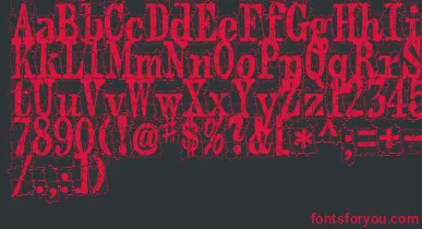 PuzzlefaceLeMonde font – Red Fonts On Black Background