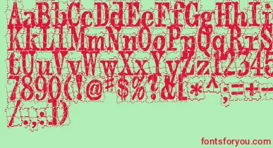 PuzzlefaceLeMonde font – Red Fonts On Green Background