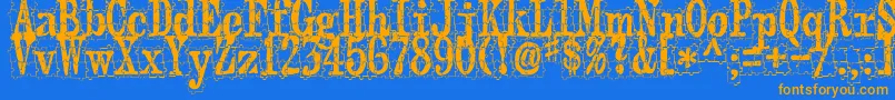 PuzzlefaceLeMonde-Schriftart – Orangefarbene Schriften auf blauem Hintergrund