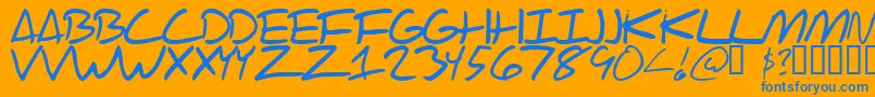 ScrawlOfTheChief Font – Blue Fonts on Orange Background