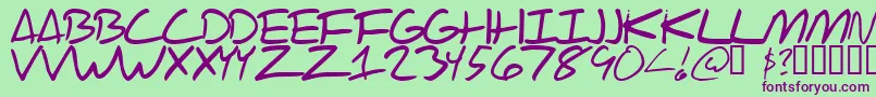 ScrawlOfTheChief Font – Purple Fonts on Green Background