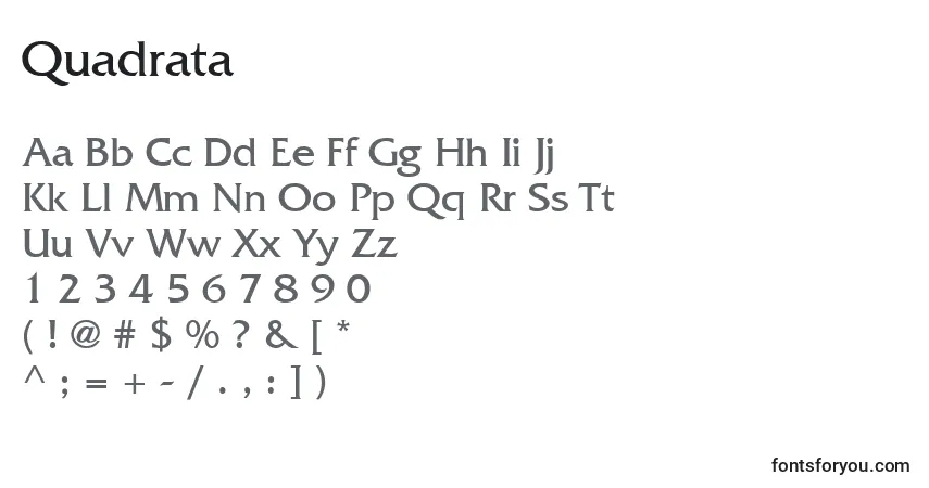 Quadrata-fontti – aakkoset, numerot, erikoismerkit