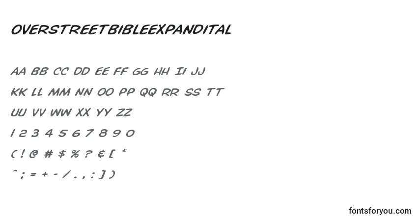 A fonte Overstreetbibleexpandital – alfabeto, números, caracteres especiais