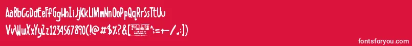 Boldenstein-Schriftart – Weiße Schriften auf rotem Hintergrund