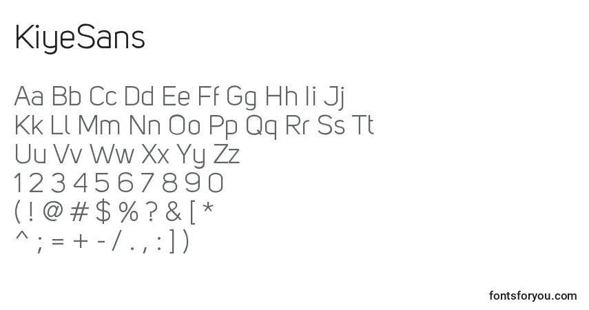 A fonte KiyeSans – alfabeto, números, caracteres especiais