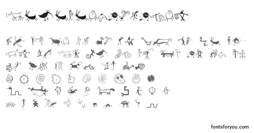 Czcionka MiniPicsRedRock – alfabet, cyfry, specjalne znaki