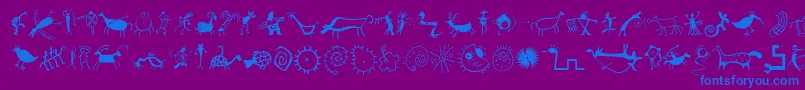 MiniPicsRedRock-Schriftart – Blaue Schriften auf violettem Hintergrund