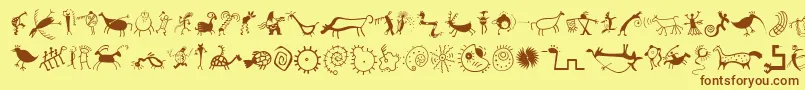 MiniPicsRedRock-Schriftart – Braune Schriften auf gelbem Hintergrund