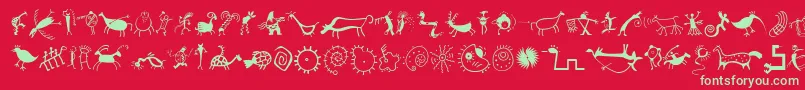 MiniPicsRedRock-Schriftart – Grüne Schriften auf rotem Hintergrund