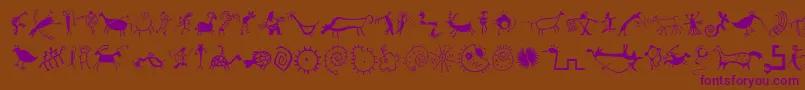 MiniPicsRedRock-Schriftart – Violette Schriften auf braunem Hintergrund