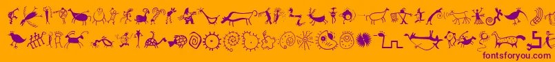 MiniPicsRedRock-fontti – violetit fontit oranssilla taustalla