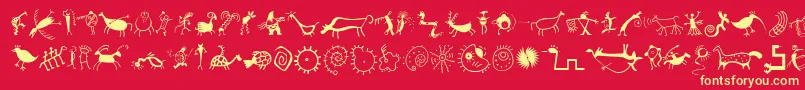 MiniPicsRedRock Font – Yellow Fonts on Red Background
