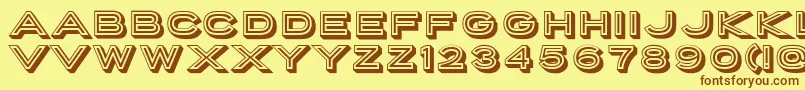 フォントPorterSansInlineBlock – 茶色の文字が黄色の背景にあります。