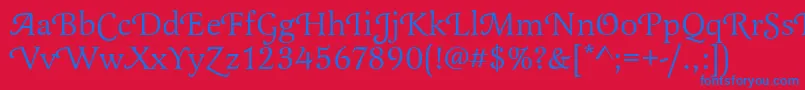 Latienneswat-Schriftart – Blaue Schriften auf rotem Hintergrund