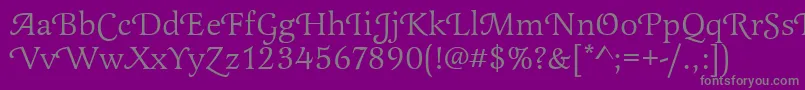 Latienneswat-Schriftart – Graue Schriften auf violettem Hintergrund