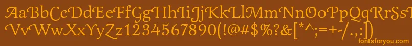 Więcej informacji o czcionce Latienneswat Czcionka Latienneswat – pomarańczowe czcionki na brązowym tle