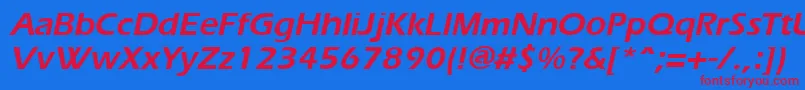 ErgoeBoldItalic Font – Red Fonts on Blue Background