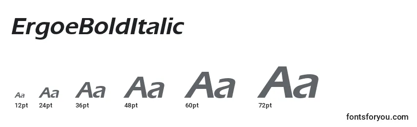 Размеры шрифта ErgoeBoldItalic