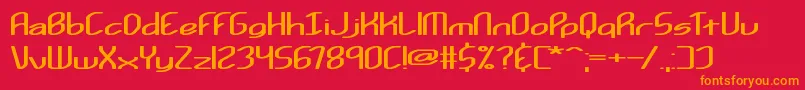 フォントKurvatureBrk – 赤い背景にオレンジの文字