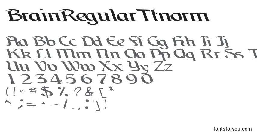 Шрифт BrainRegularTtnorm – алфавит, цифры, специальные символы