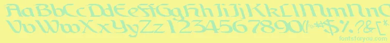 フォントBrainRegularTtnorm – 黄色い背景に緑の文字