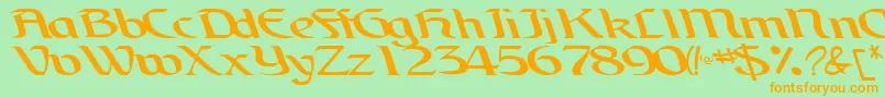 BrainRegularTtnorm-Schriftart – Orangefarbene Schriften auf grünem Hintergrund