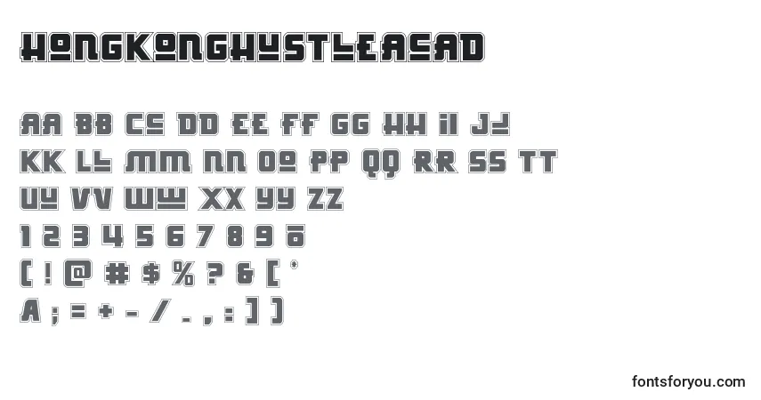 Czcionka Hongkonghustleacad – alfabet, cyfry, specjalne znaki