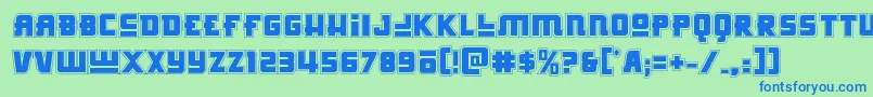 Шрифт Hongkonghustleacad – синие шрифты на зелёном фоне