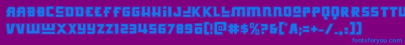 Шрифт Hongkonghustleacad – синие шрифты на фиолетовом фоне