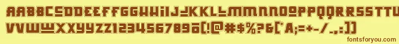 Шрифт Hongkonghustleacad – коричневые шрифты на жёлтом фоне