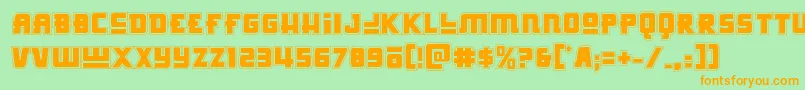 Hongkonghustleacad-Schriftart – Orangefarbene Schriften auf grünem Hintergrund
