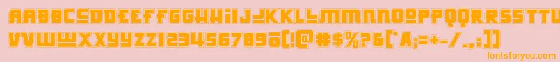 フォントHongkonghustleacad – オレンジの文字がピンクの背景にあります。