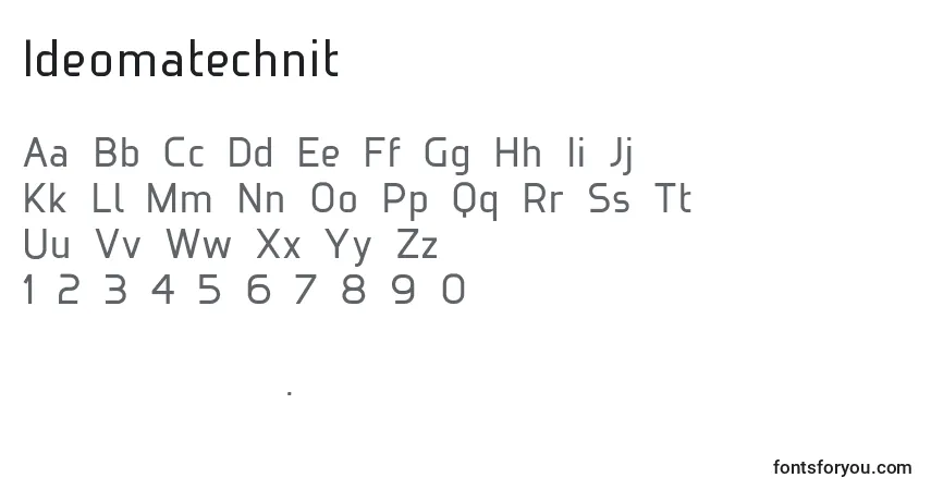 A fonte Ideomatechnit – alfabeto, números, caracteres especiais