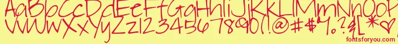 DjbElliephont Font – Red Fonts on Yellow Background