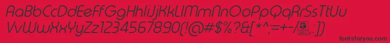 TypoRoundLightItalicDemo Font – Black Fonts on Red Background