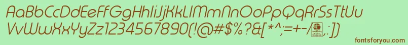 TypoRoundLightItalicDemo Font – Brown Fonts on Green Background