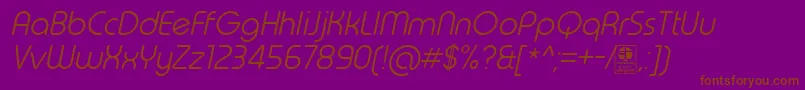 TypoRoundLightItalicDemo Font – Brown Fonts on Purple Background