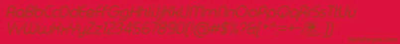 TypoRoundLightItalicDemo Font – Brown Fonts on Red Background