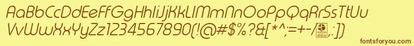 TypoRoundLightItalicDemo Font – Brown Fonts on Yellow Background