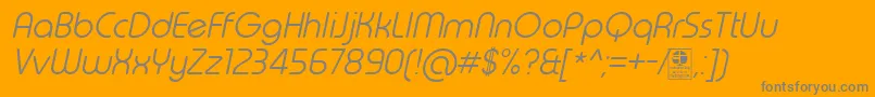 TypoRoundLightItalicDemo-Schriftart – Graue Schriften auf orangefarbenem Hintergrund