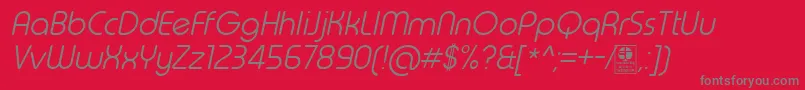 TypoRoundLightItalicDemo-Schriftart – Graue Schriften auf rotem Hintergrund