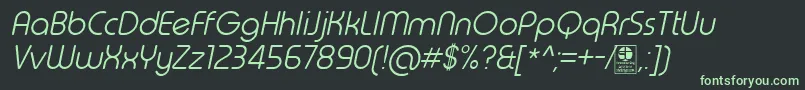 Fonte TypoRoundLightItalicDemo – fontes verdes em um fundo preto