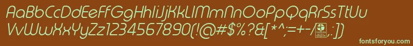 TypoRoundLightItalicDemo Font – Green Fonts on Brown Background