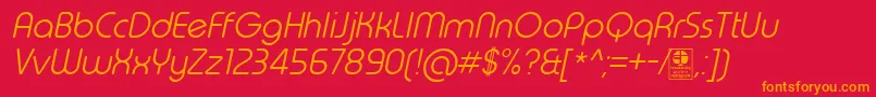 TypoRoundLightItalicDemo Font – Orange Fonts on Red Background