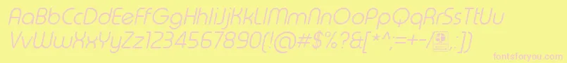 TypoRoundLightItalicDemo Font – Pink Fonts on Yellow Background